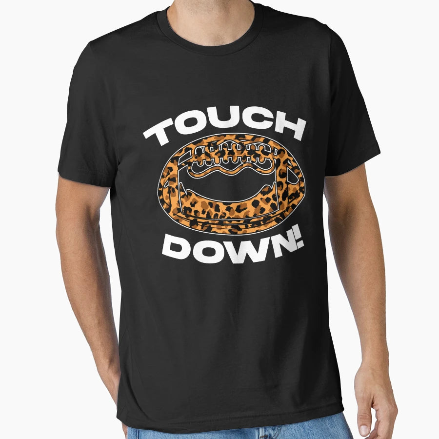 Touchdown Leopard Football Rugby Player T-Shirt - Graphic Print Unisex - T-Shirt, Sweatshirt, Hoodie
