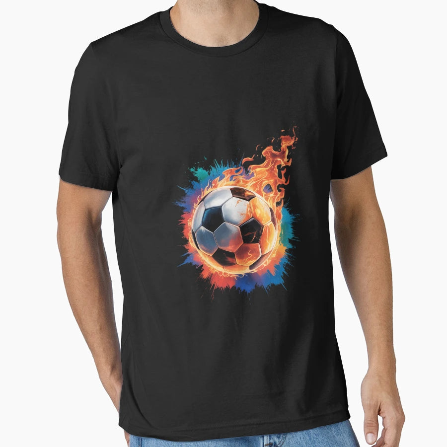 Flaming Soccer Ball Fire Colorful T-Shirt - Streetwear Style for Adults - T-Shirt, Sweatshirt, Hoodie