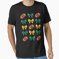 Green Yellow Gold Footballs Bows Fall T-Shirt - Graphic Print Men Women - T-Shirt, Sweatshirt, Hoodie