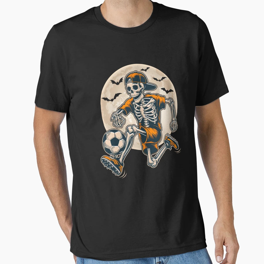 Funny Skeleton Soccer Player Halloween T-Shirt - Novelty Apparel Unisex - T-Shirt, Sweatshirt, Hoodie