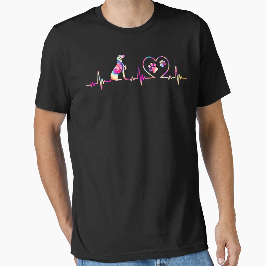 Dog Paw Heartbeat Mom Love Dogs T-Shirt - Minimalist Print Men Women - T-Shirt, Sweatshirt, Hoodie