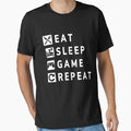 Eat Sleep Game Repeat Awsome Gaming T-Shirt - Unique Graphic Men Women - T-Shirt, Sweatshirt, Hoodie