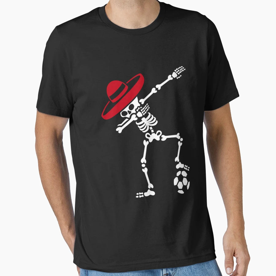 Mexico Dab Dabbing Skeleton Soccer Football T-Shirt - Unique Graphic Unisex - T-Shirt, Sweatshirt, Hoodie