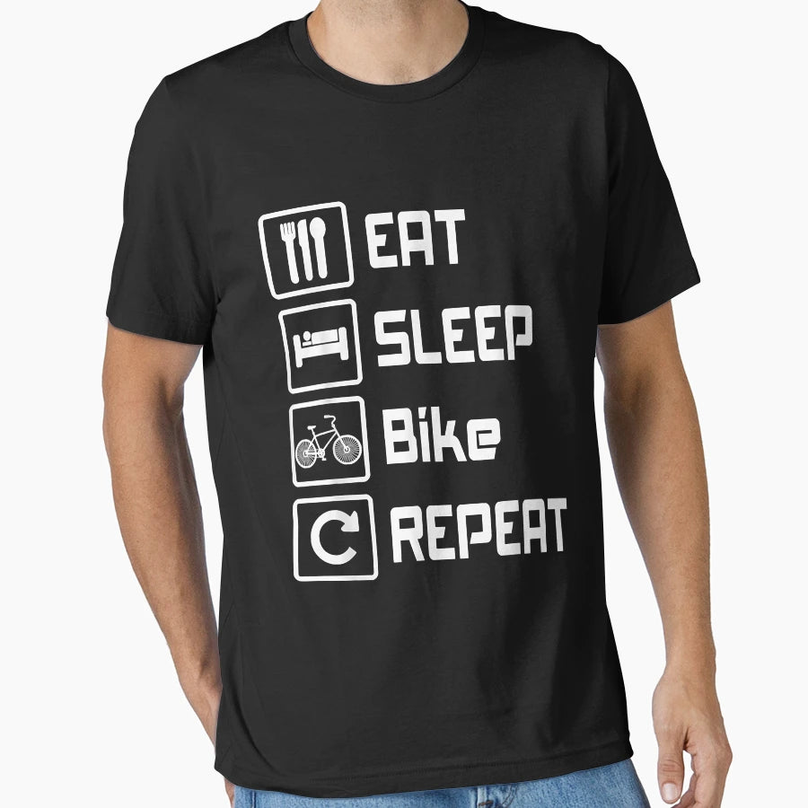 Eat Sleep Bike Repeat Funny Biking T-Shirt - Streetwear Style for Adults - T-Shirt, Sweatshirt, Hoodie