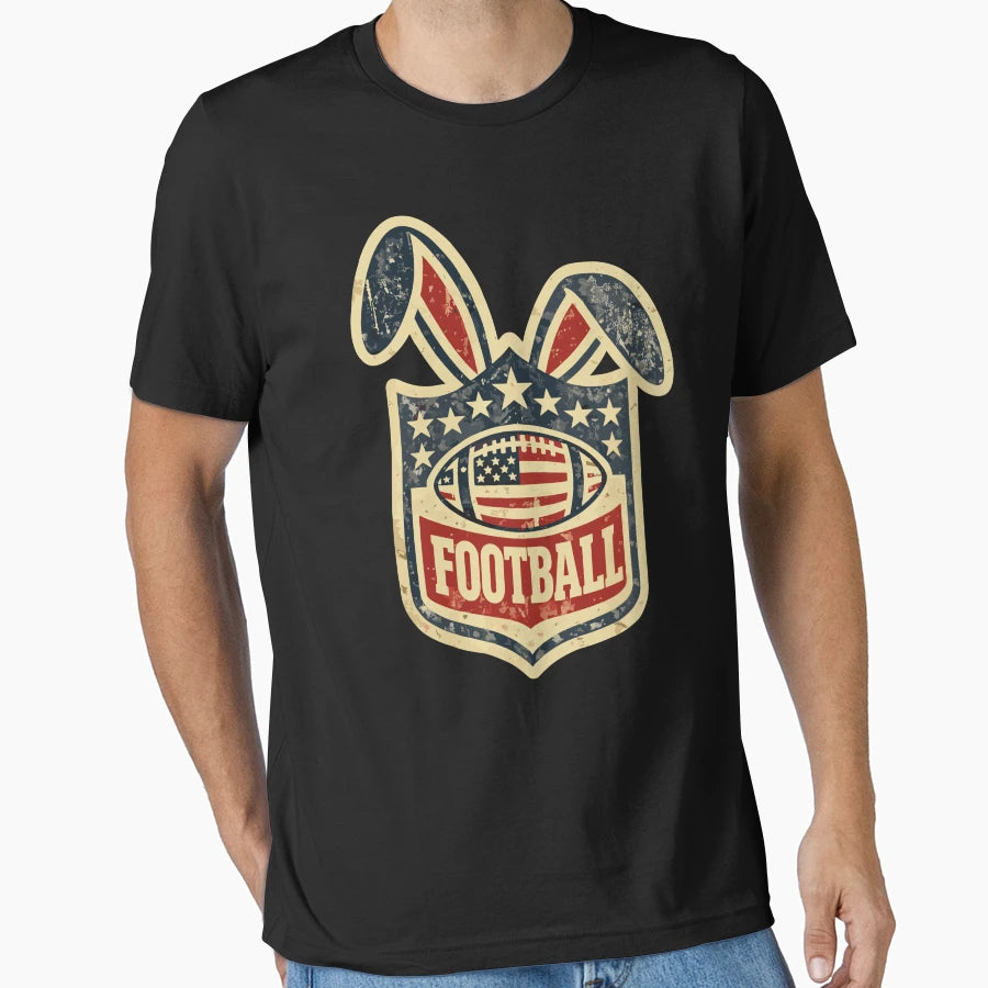 Patriotic Easter Football Bunny T-Shirt - Streetwear Style for Adults - T-Shirt, Sweatshirt, Hoodie