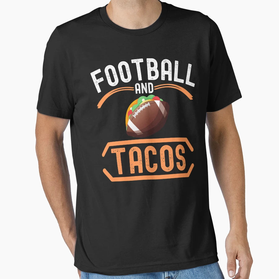 Football And Mexican Tacos T-Shirt - Aesthetic Graphic for Adults - T-Shirt, Sweatshirt, Hoodie