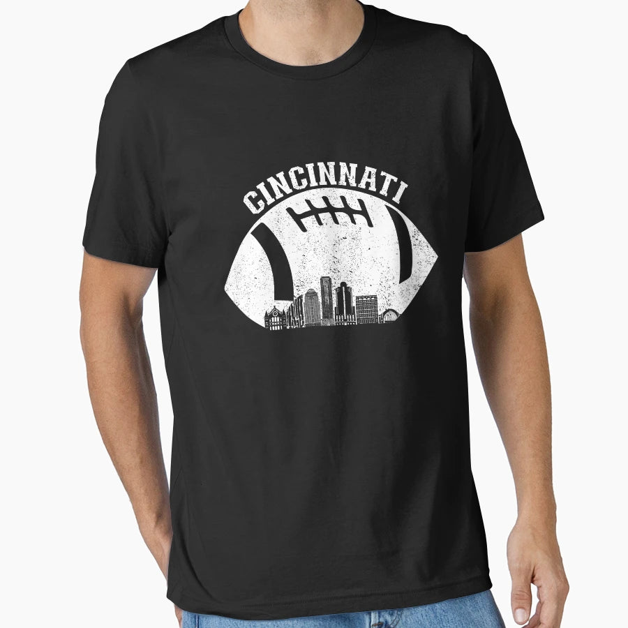 Cincinnati Skyline Football Fan T-Shirt - Streetwear Style for Adults - T-Shirt, Sweatshirt, Hoodie