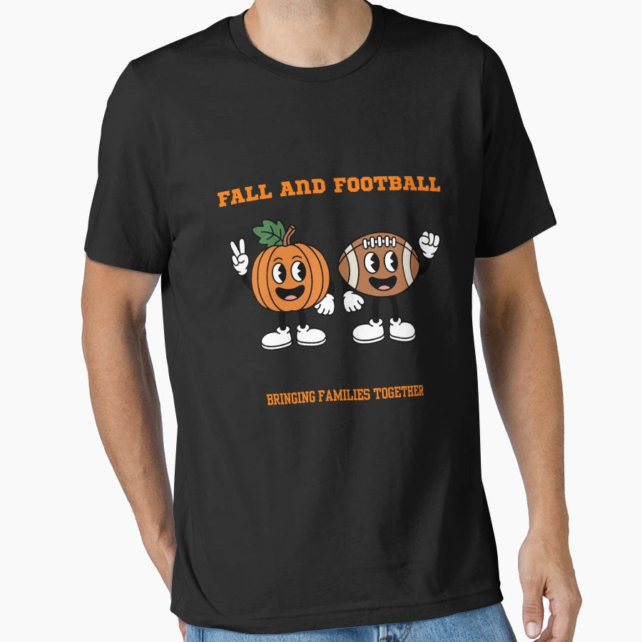 Funny Fall And Football Pumpkin T-Shirt - Casual Everyday Wear Unisex - T-Shirt, Sweatshirt, Hoodie