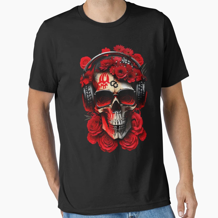 Skull Flowers Wearing Sunglasses And T-Shirt - Unique Graphic Men Women - T-Shirt, Sweatshirt, Hoodie
