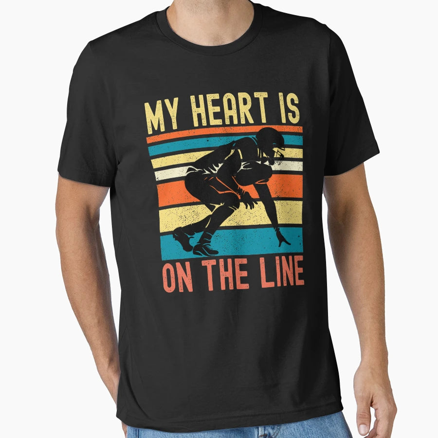 My Heart Is Line Football Offense T-Shirt - Custom Art Print Unisex - T-Shirt, Sweatshirt, Hoodie
