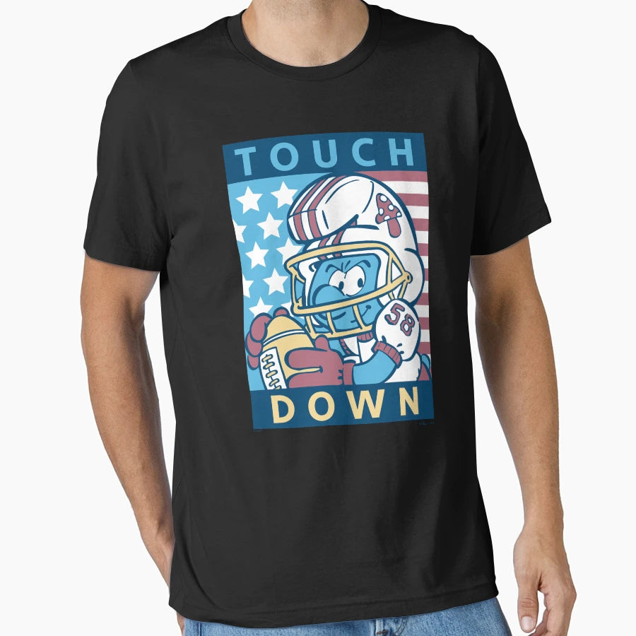 Smurfs Touch Down Football T-Shirt - Trendy Graphic for Adults - T-Shirt, Sweatshirt, Hoodie