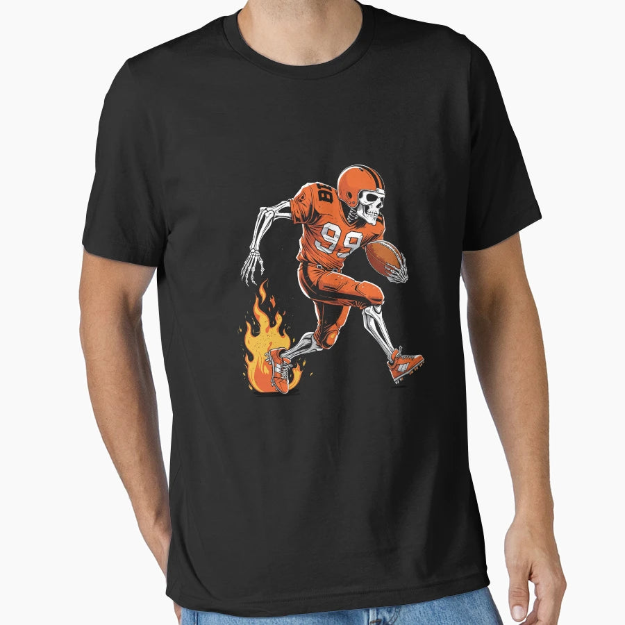 Skeleton Fire Runing American T-Shirt - Aesthetic Graphic for Adults - T-Shirt, Sweatshirt, Hoodie