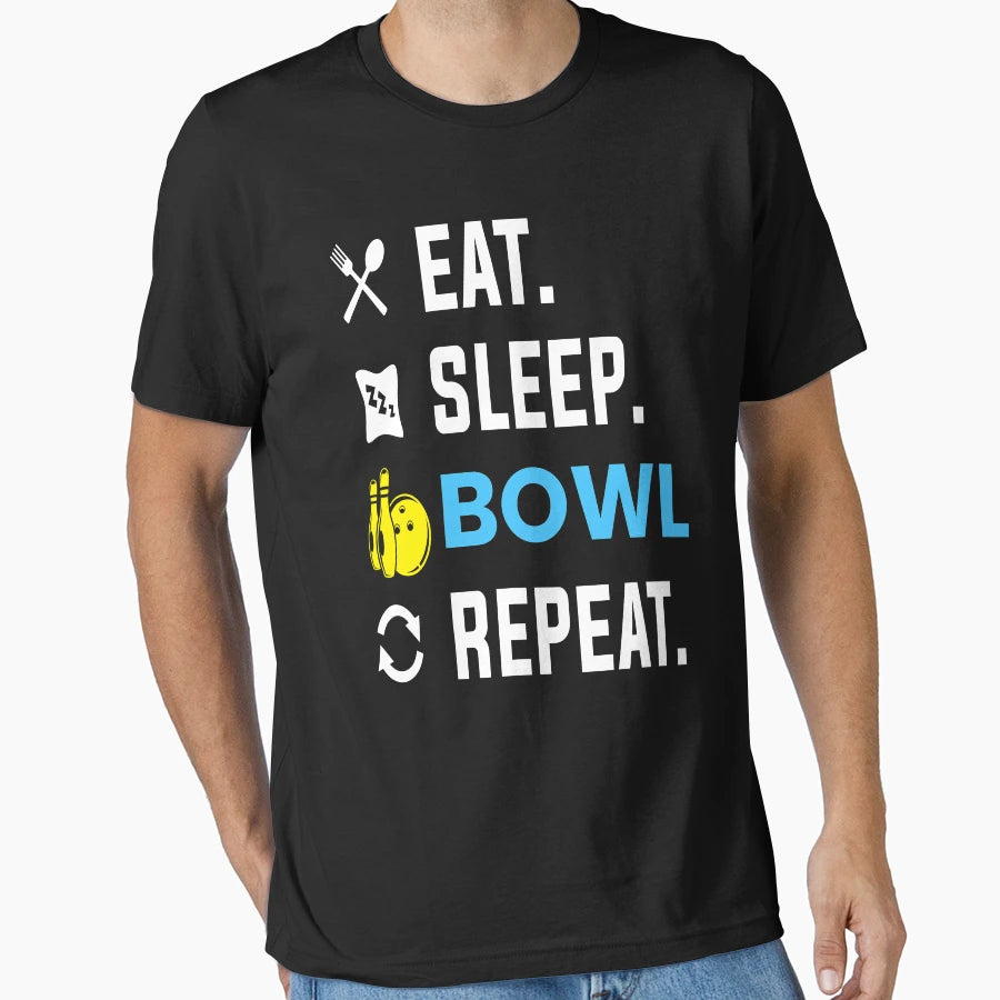 Eat Sleep Bowl Bowling Bowler Sports T-Shirt - Minimalist Print for Adults - T-Shirt, Sweatshirt, Hoodie