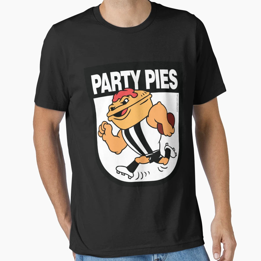 Afl Bbq Series Collingwood Party Pies T-Shirt - Minimalist Print Men Women - T-Shirt, Sweatshirt, Hoodie