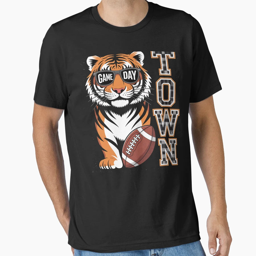Tiger Town Leopard Football Game Day T-Shirt - Minimalist Print Men Women - T-Shirt, Sweatshirt, Hoodie