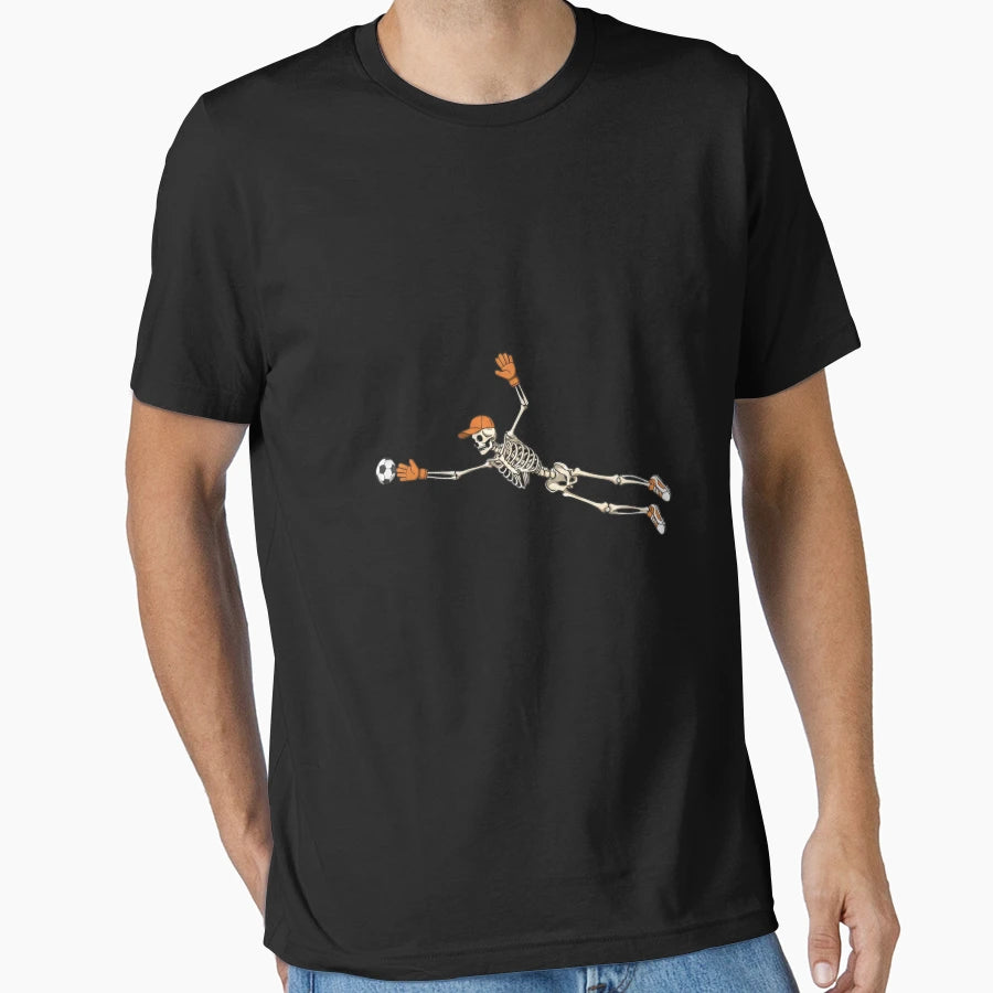 Skeleton Soccer Goalie Dive T-Shirt - Trendy Graphic Unisex - T-Shirt, Sweatshirt, Hoodie