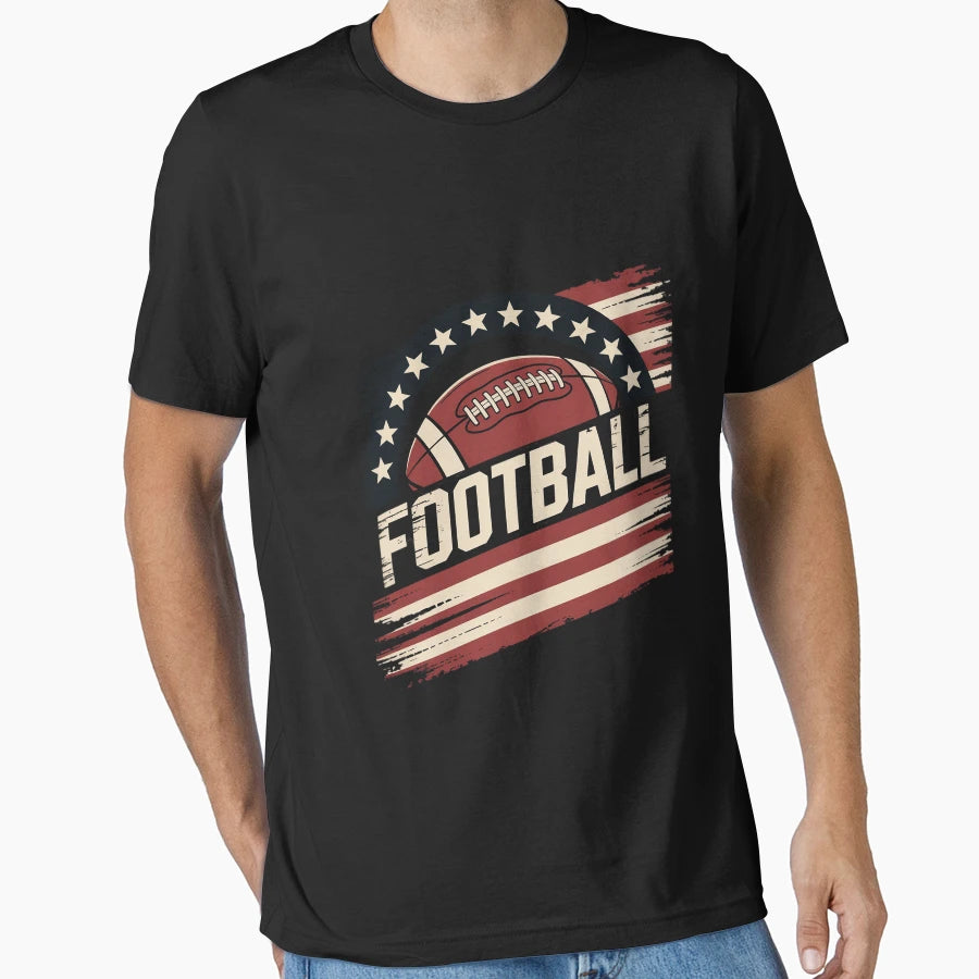 American Flag Football Patriotic T-Shirt - Trendy Graphic Men Women - T-Shirt, Sweatshirt, Hoodie