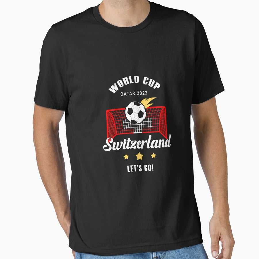 Switzerland Flag World Cup Qatar T-Shirt - Casual Everyday Wear for Adults - T-Shirt, Sweatshirt, Hoodie