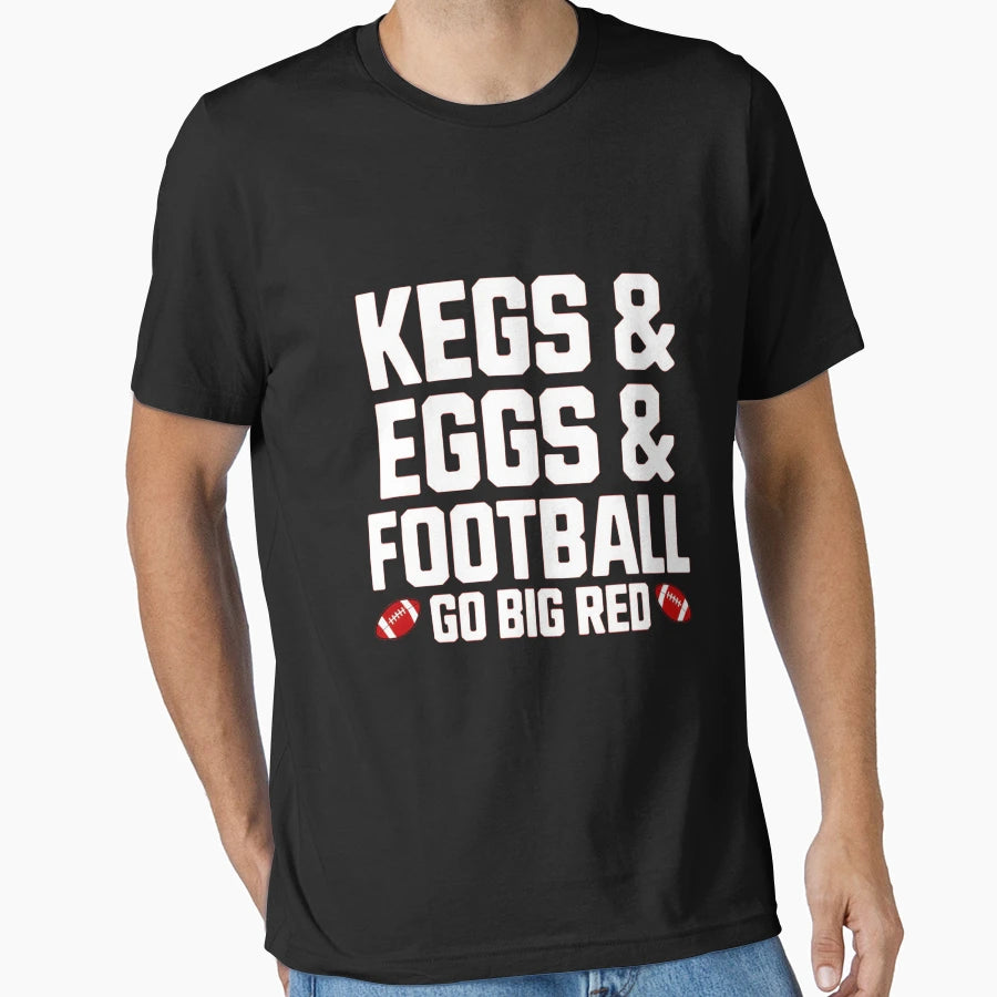 Kegs Eggs Football Lets Go Funny Red T-Shirt - Streetwear Style Unisex - T-Shirt, Sweatshirt, Hoodie