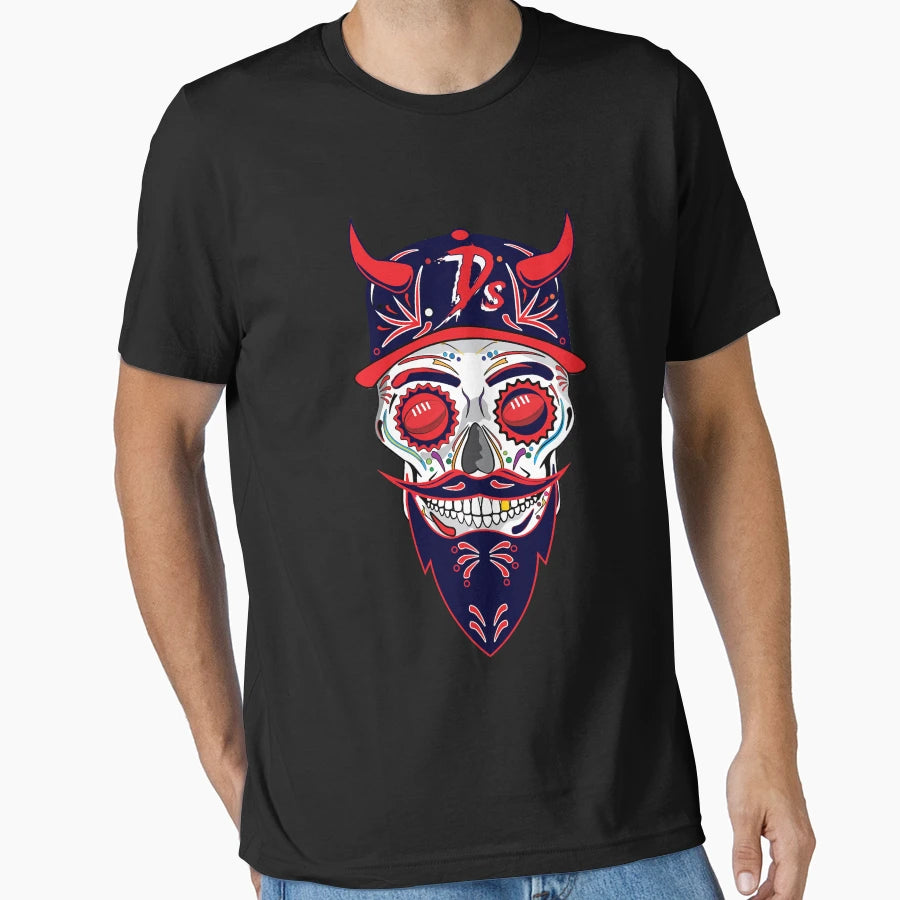 Afl Melbourne Demons Sugar Skull T-Shirt - Novelty Apparel Unisex - T-Shirt, Sweatshirt, Hoodie