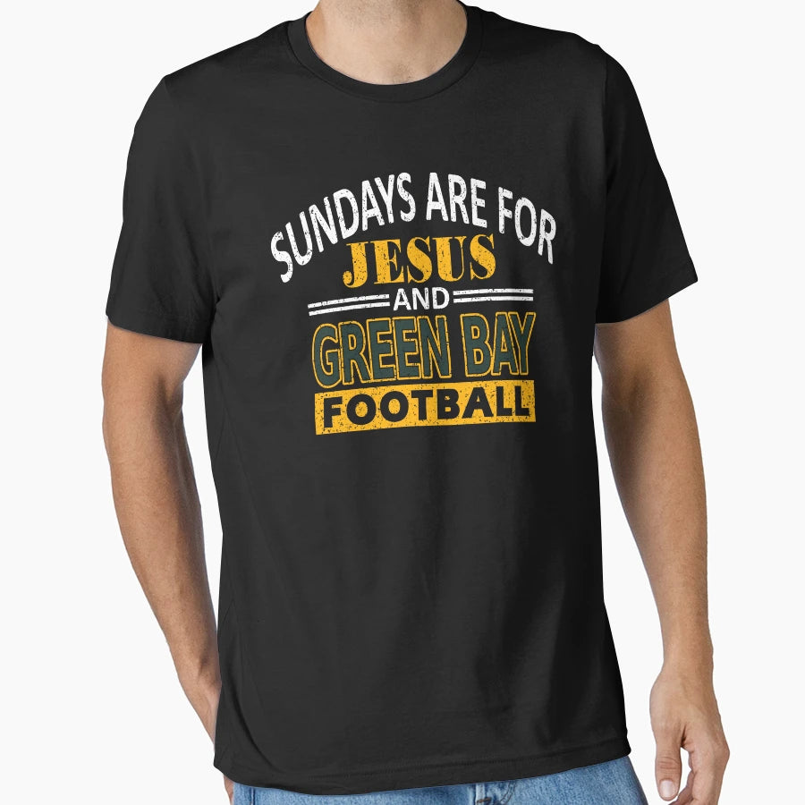 Green Bay Football Fan Sundays Jesus T-Shirt - Aesthetic Graphic Unisex - T-Shirt, Sweatshirt, Hoodie