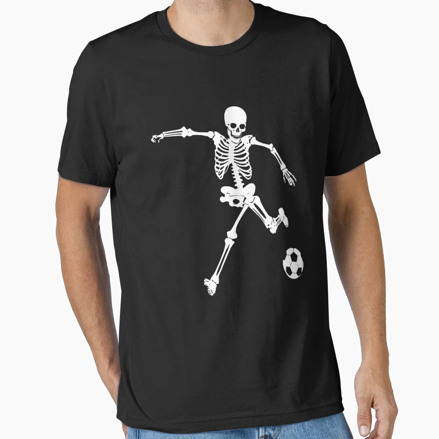 Funny Skeleton Playing Soccer Halloween T-Shirt - Streetwear Style Unisex - T-Shirt, Sweatshirt, Hoodie