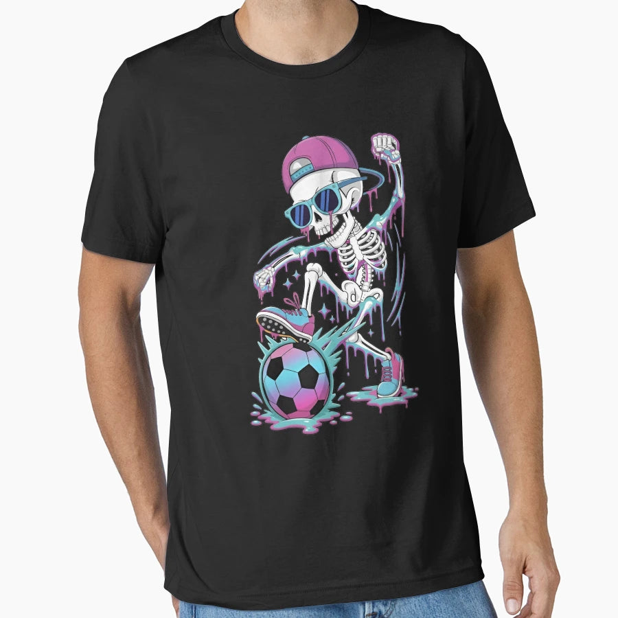 Pastel Drip Skeleton Soccer T-Shirt - Casual Everyday Wear for Adults - T-Shirt, Sweatshirt, Hoodie