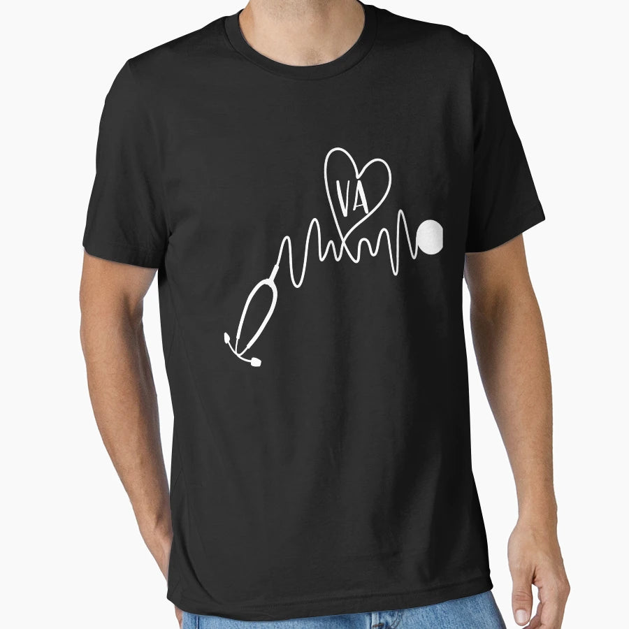 Va Nurse Stethoscope Heart Gift T-Shirt - Minimalist Print for Adults - T-Shirt, Sweatshirt, Hoodie