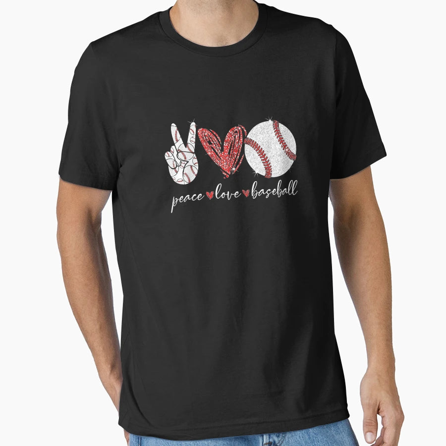 Peace Love Baseball Funny T-Shirt - Casual Everyday Wear Men Women - T-Shirt, Sweatshirt, Hoodie