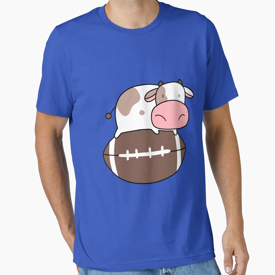 Tiny Cow And Football T-Shirt - Aesthetic Graphic for Adults - T-Shirt, Sweatshirt, Hoodie