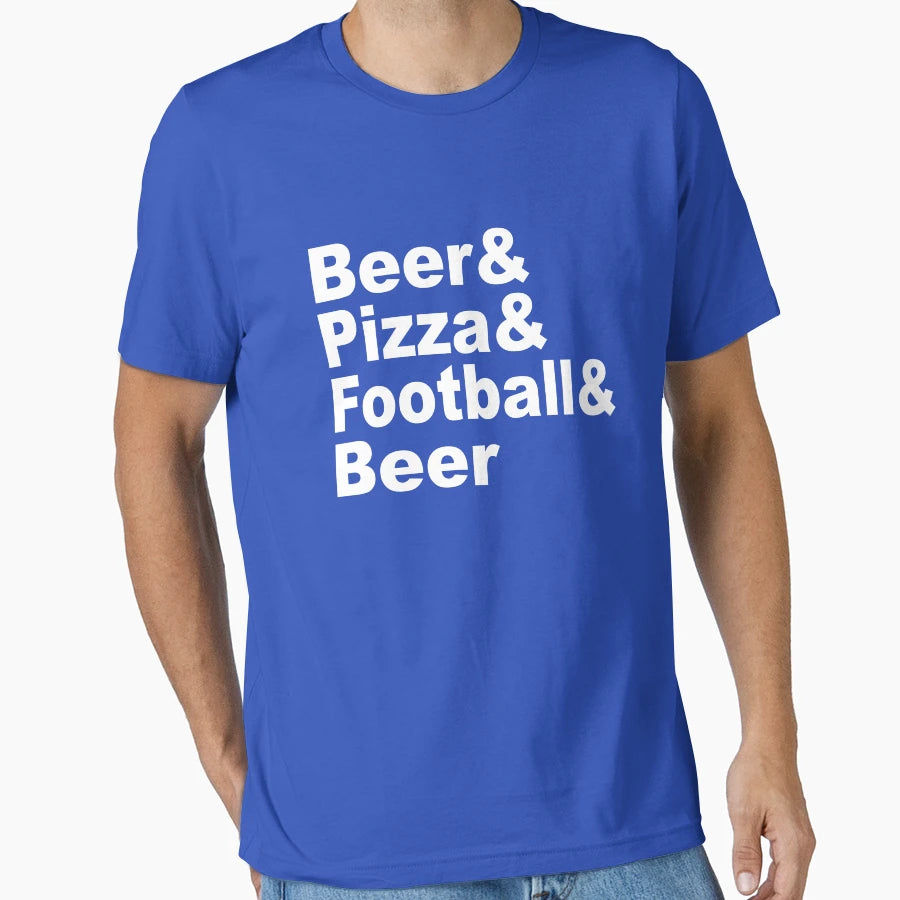 Beer Pizza Football Beer T-Shirt - Minimalist Print Men Women - T-Shirt, Sweatshirt, Hoodie