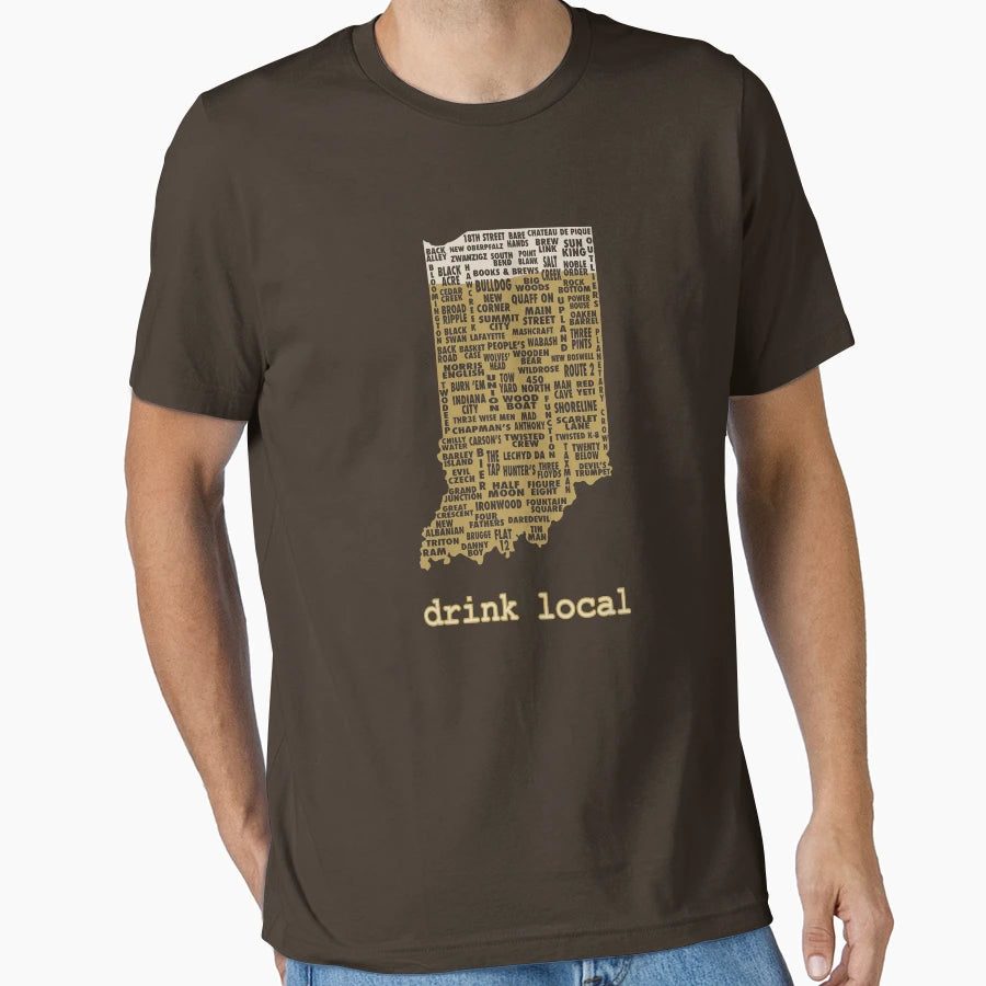 Drink Local Indiana Beer T-Shirt - Aesthetic Graphic Unisex - T-Shirt, Sweatshirt, Hoodie