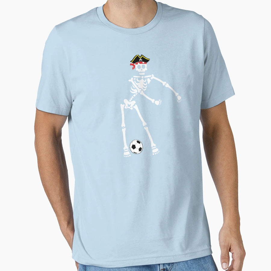 Pirate Skeleton Soccer Halloween T-Shirt - Streetwear Style Men Women - T-Shirt, Sweatshirt, Hoodie