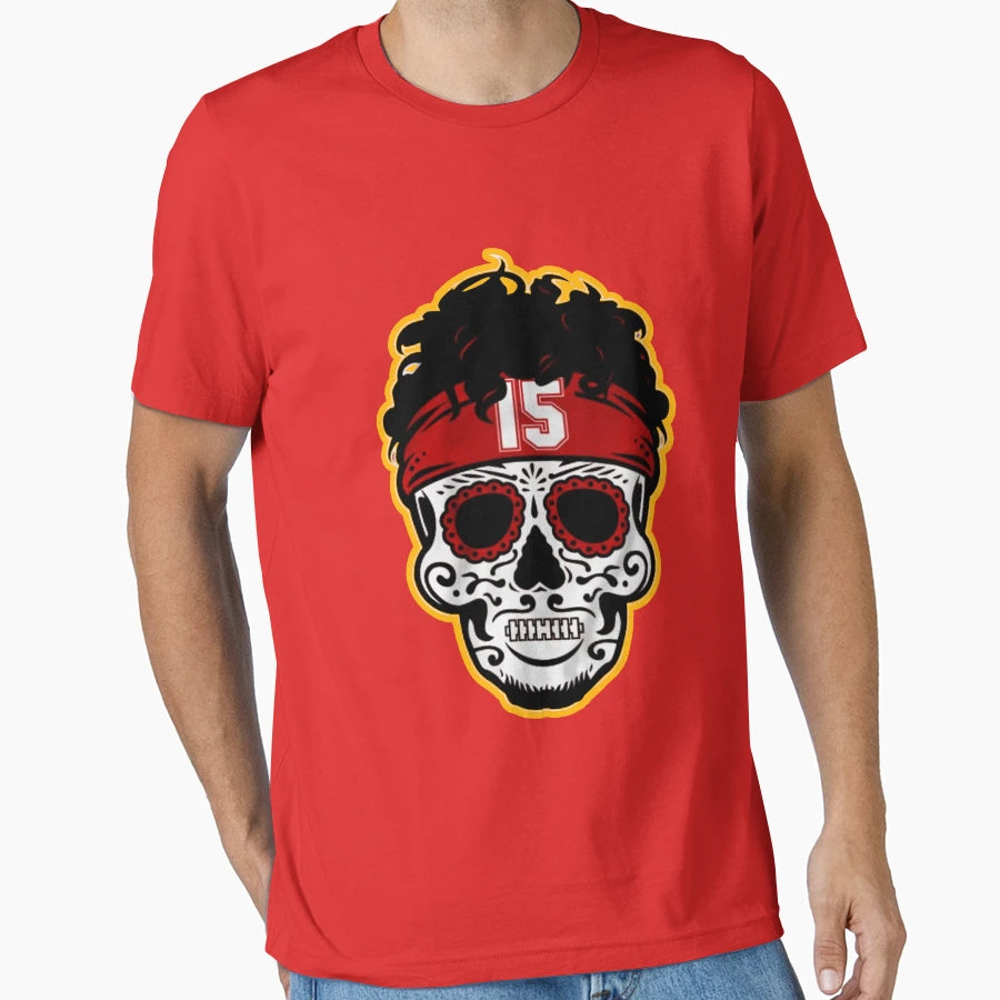Pat Kansas City Football Skull And Aztec T-Shirt - Graphic Print Unisex - T-Shirt, Sweatshirt, Hoodie