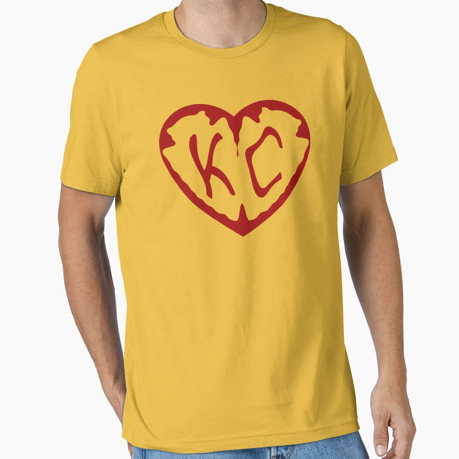 Kc Heart Football Red T-Shirt - Streetwear Style for Adults - T-Shirt, Sweatshirt, Hoodie