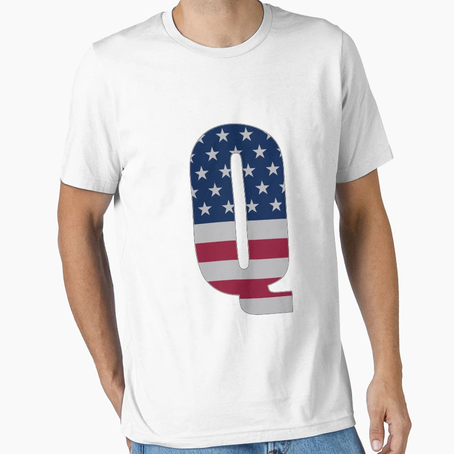 Us Flag Monogram Letter Q 4Th July T-Shirt - Trendy Graphic Men Women - T-Shirt, Sweatshirt, Hoodie
