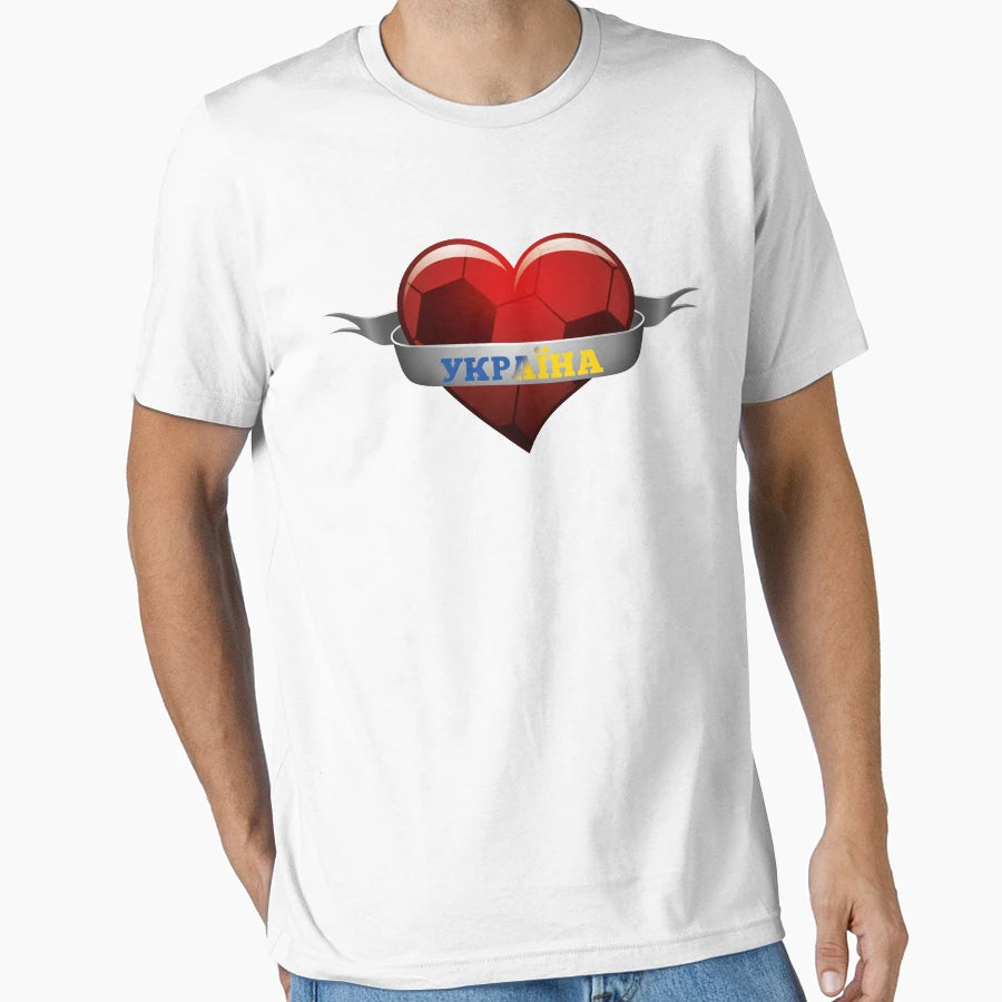 Ukraine Soccer Heart T-Shirt - Casual Everyday Wear for Adults - T-Shirt, Sweatshirt, Hoodie