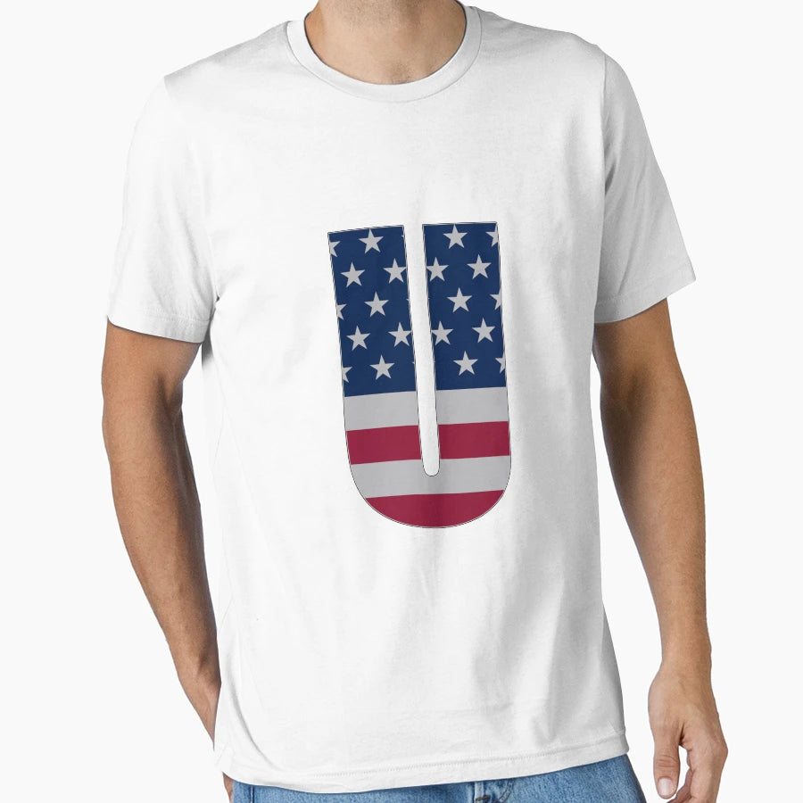 Us Flag Monogram Letter U 4Th July T-Shirt - Graphic Print for Adults - T-Shirt, Sweatshirt, Hoodie