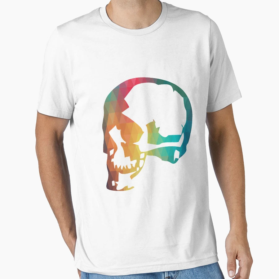 Rainbow Color Human Skull T-Shirt - Minimalist Print for Adults - T-Shirt, Sweatshirt, Hoodie
