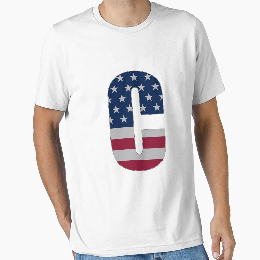 Us Flag Monogram Letter C 4Th July T-Shirt - Fun Novelty Design for Adults - T-Shirt, Sweatshirt, Hoodie