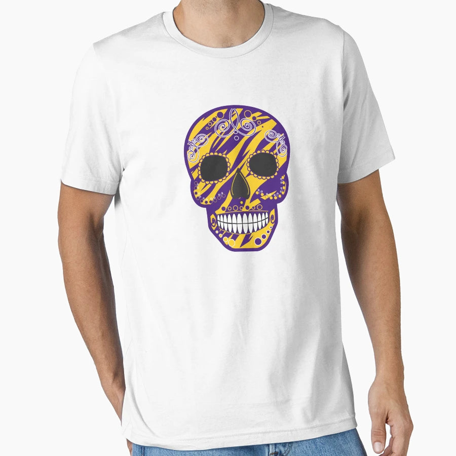 Purple And Gold Sugar Skull T-Shirt - Graphic Print Men Women - T-Shirt, Sweatshirt, Hoodie