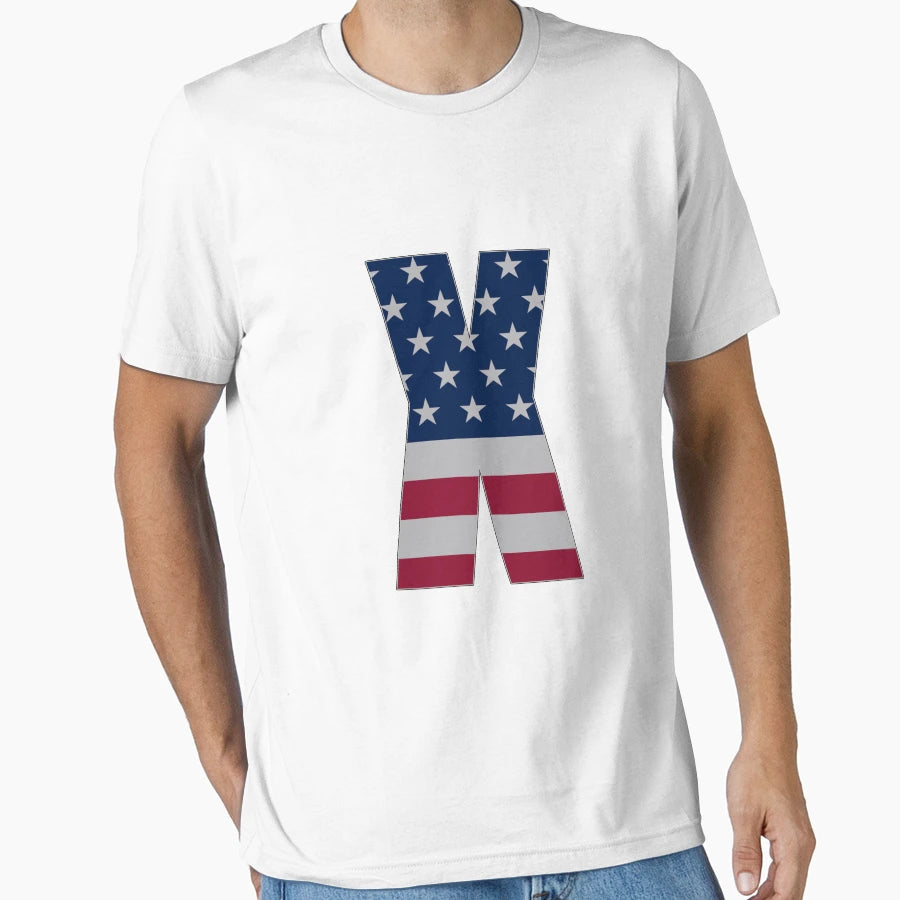 Us Flag Monogram Letter X 4Th July T-Shirt - Streetwear Style for Adults - T-Shirt, Sweatshirt, Hoodie