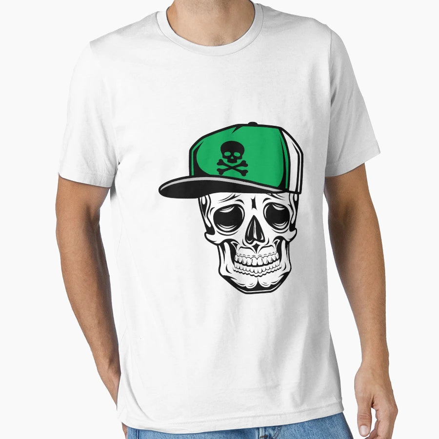 Skull Old School Baseball Cap T-Shirt - Novelty Apparel for Adults - T-Shirt, Sweatshirt, Hoodie