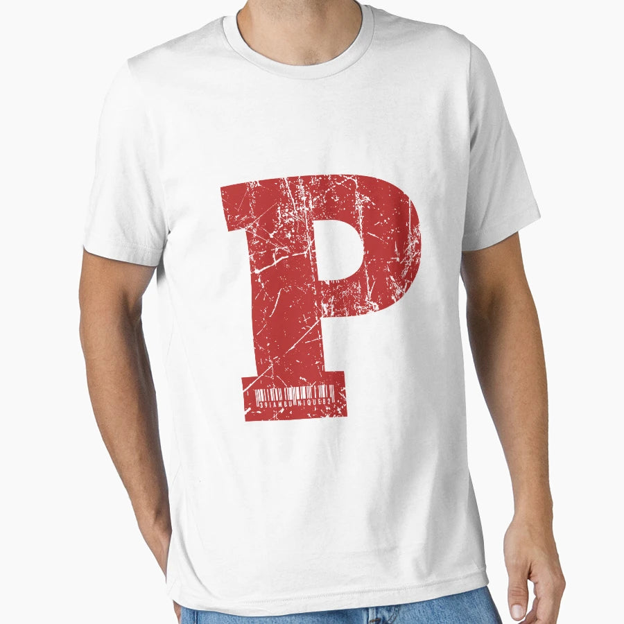 Red Grunge Monogram Letter P I Am Unique T-Shirt - Minimalist Print Unisex - T-Shirt, Sweatshirt, Hoodie