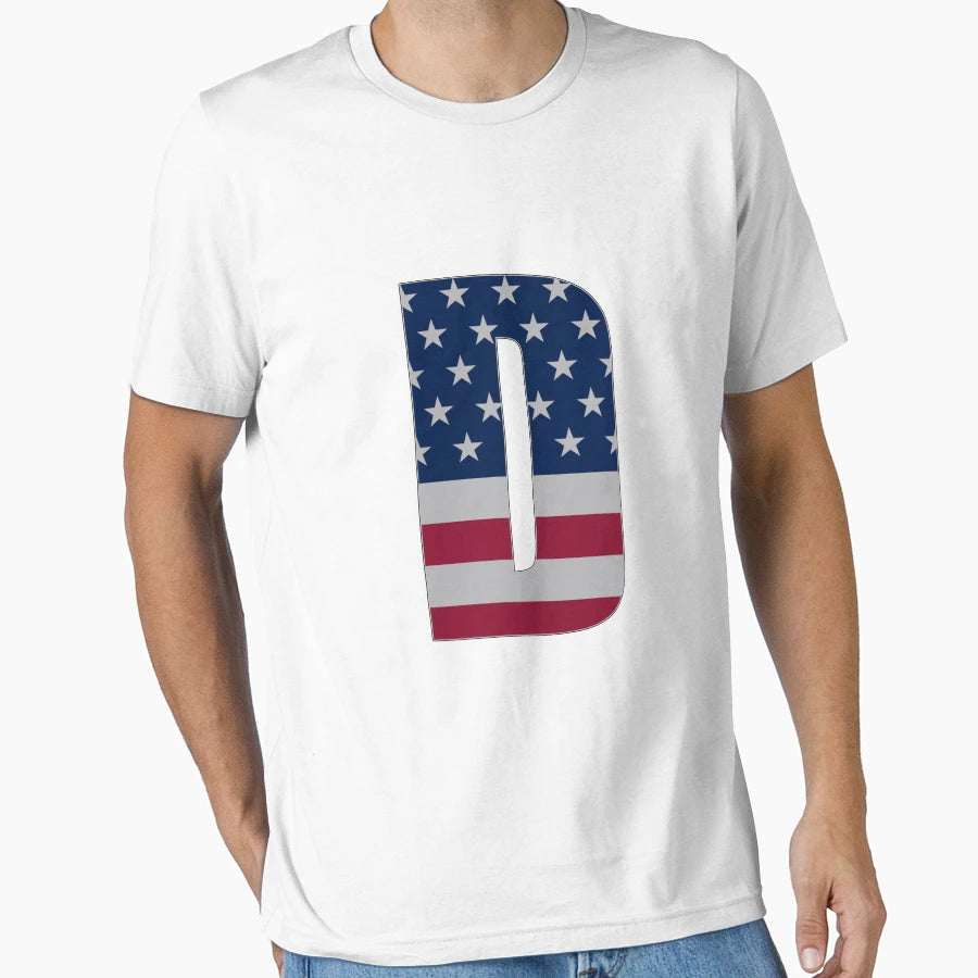 Us Flag Monogram Letter D 4Th July Stars T-Shirt - Trendy Graphic Unisex - T-Shirt, Sweatshirt, Hoodie