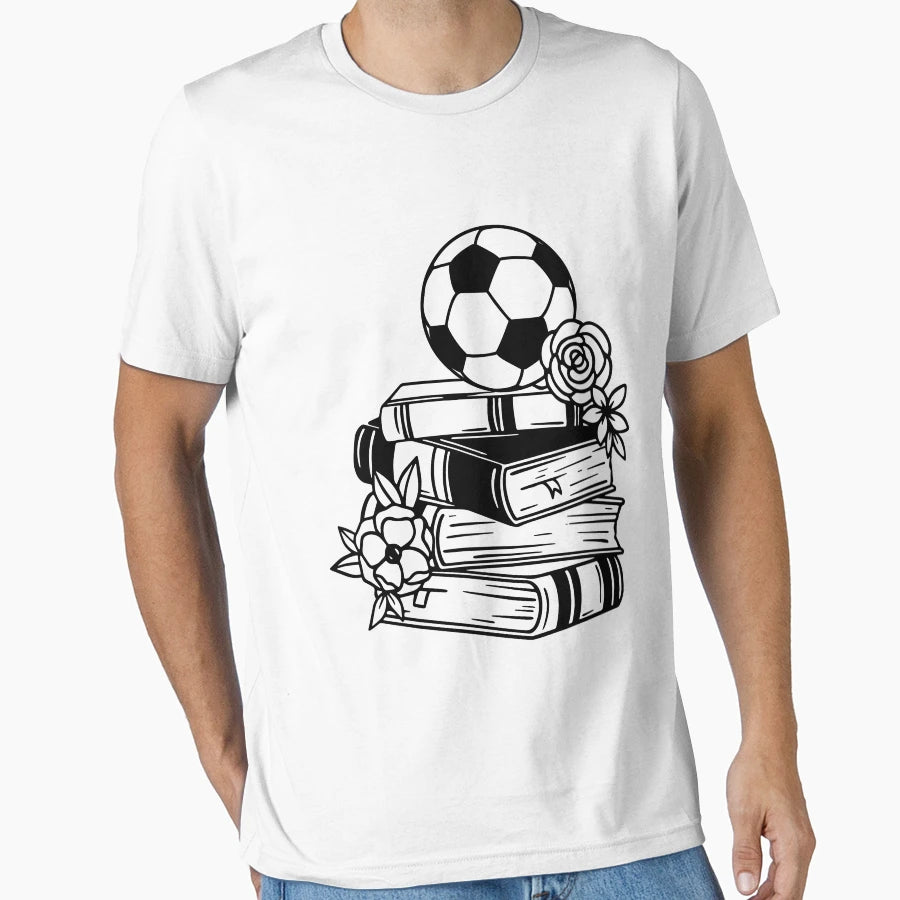 Love Soccer And Book Floral Gift T-Shirt - Custom Art Print Men Women - T-Shirt, Sweatshirt, Hoodie