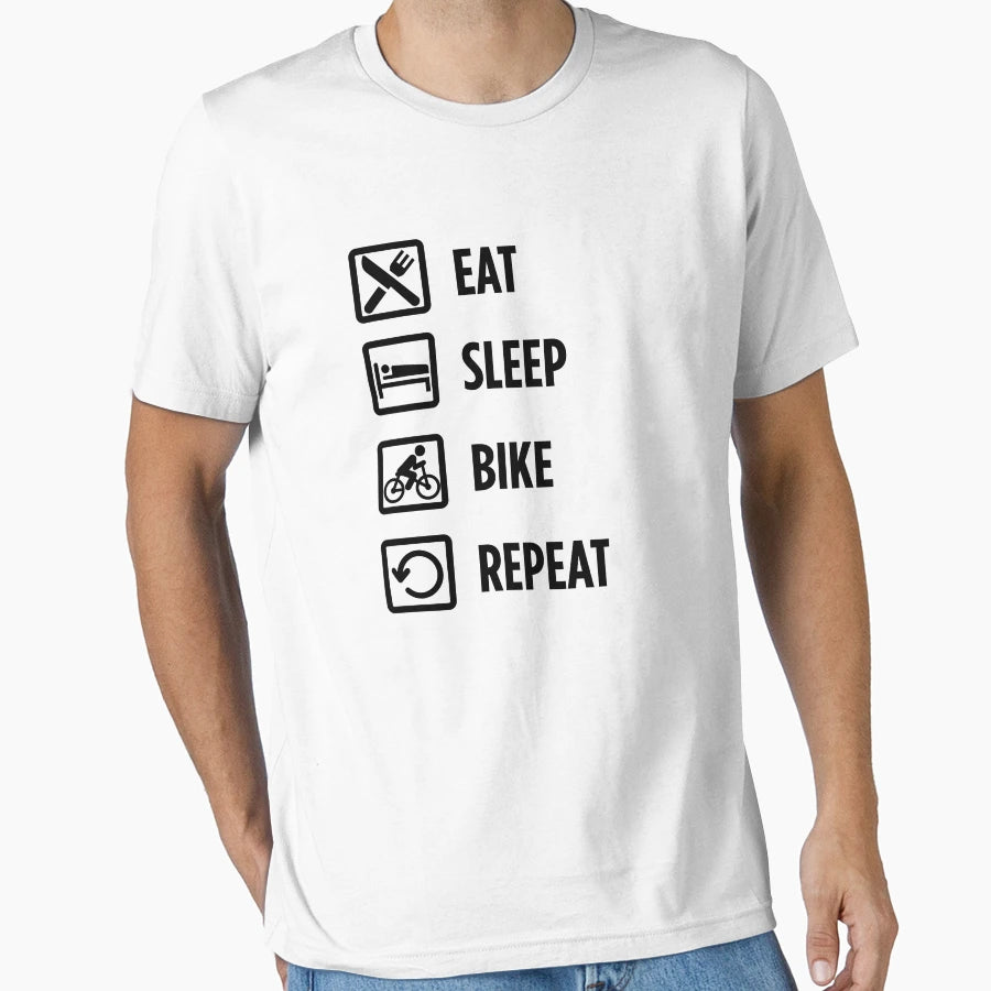 Eat Sleep Bike Repeat T-Shirt - Custom Art Print Unisex - T-Shirt, Sweatshirt, Hoodie