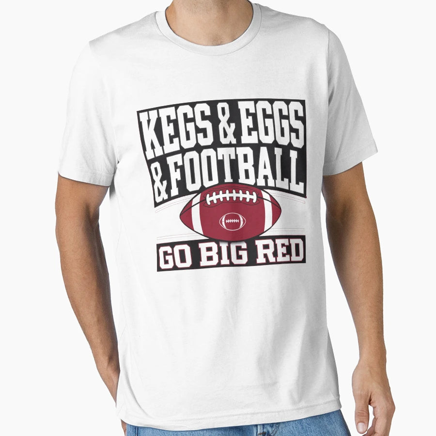 Kegs Eggs Football Lets Go Funny Red T-Shirt - Trendy Graphic Men Women - T-Shirt, Sweatshirt, Hoodie