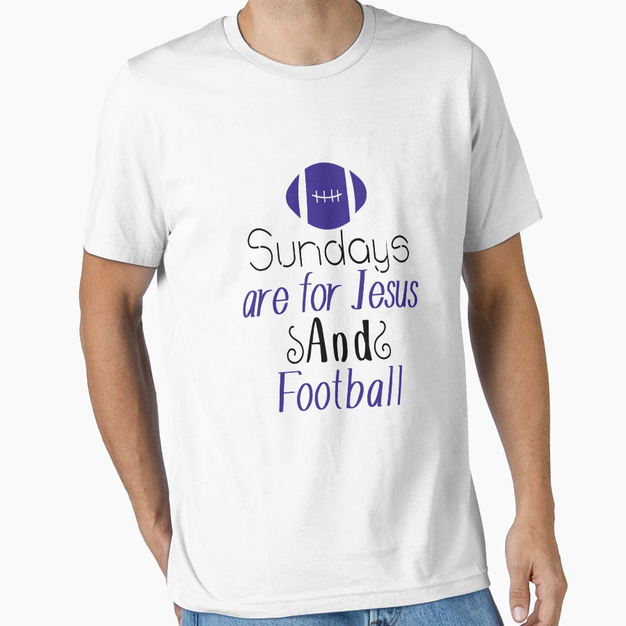 Sundays Are Jesus And Footbal T-Shirt - Minimalist Print Men Women - T-Shirt, Sweatshirt, Hoodie
