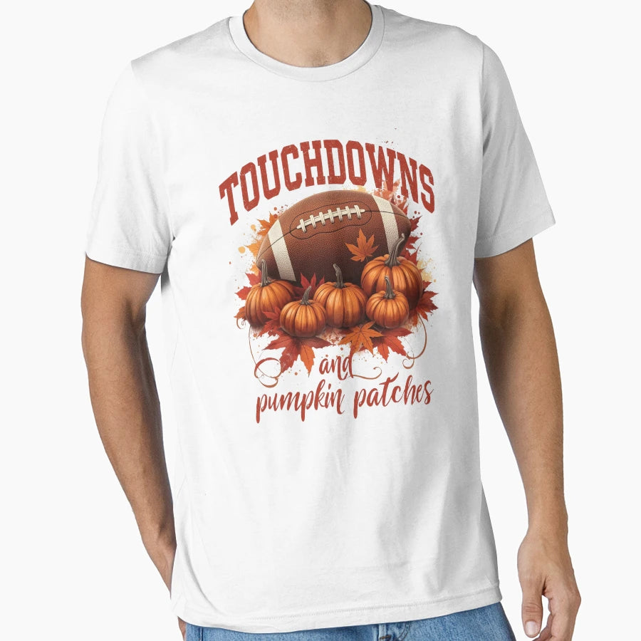 Touchdowns And Pumpkin Patches T-Shirt - Aesthetic Graphic for Adults - T-Shirt, Sweatshirt, Hoodie